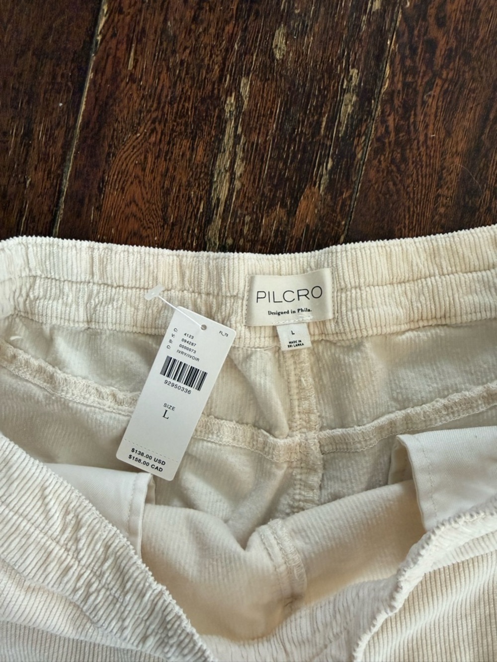 NWT Pilcro Anthropologie Corduroy Cream Wide Leg Pants